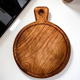 Ahşap Yuvarlak Sunumluk Sunum Tabağı