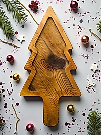 Çam Ağacı Sunumluk - Çerezlik - Sunum Tahtası - Sunumluk - Çam Ağaçlı Sunumluk - Yılbaşı Sunumluk