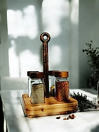 Ahşap Baharatlık - Ahşap 4lü Baharatlık - Baharatlık -