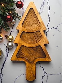 Çam Ağacı Sunumluk - Çerezlik - Sunum Tahtası - Sunumluk - Çam Ağaçlı Sunumluk - Yılbaşı Sunumluk