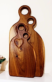 Özel Tasarım İkili Ahşap Kesme Tahtası