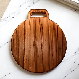 Ahşap Yuvarlak Sunumluk Sunum Tabağı&Kesme Tahtası - Çok Amaçlı Sunumluk